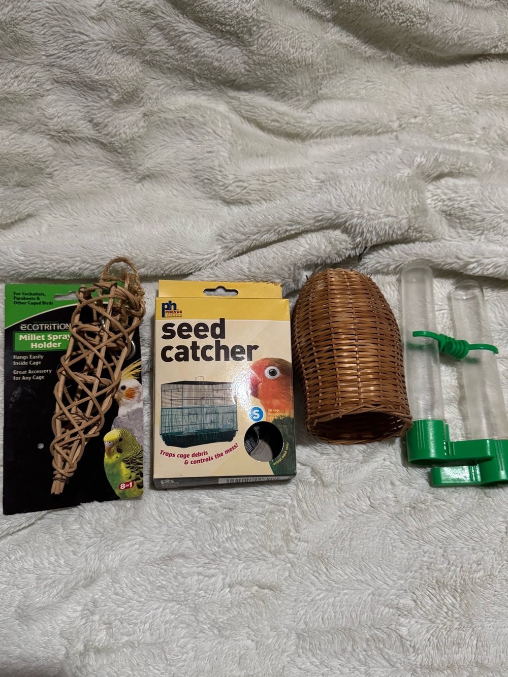 Bird Cage Accessories - Seed Catcher, Wicker Hut, Millet Holder, Feeders